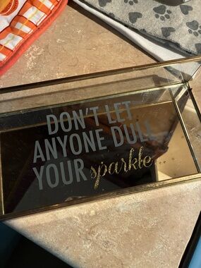 "Don't Let Anyone Dull Your Sparkle" Gold-Trim Mirrored Tray